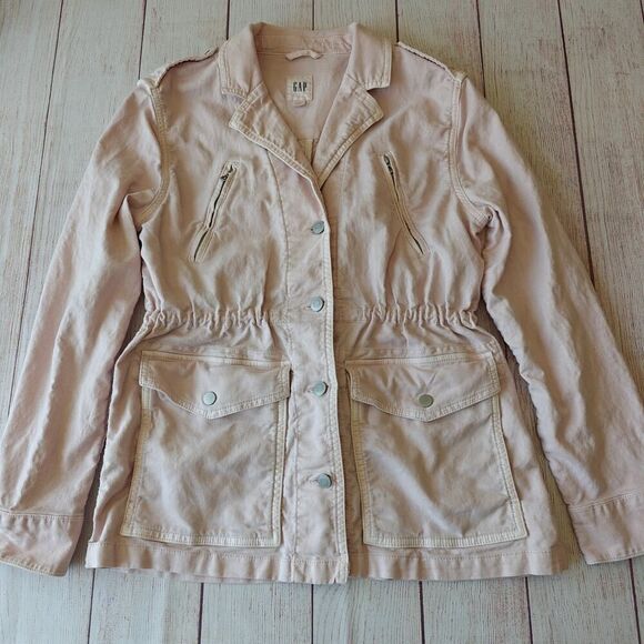 GAP pale pink tencel utility jacket sz S - Picture 8 of 12